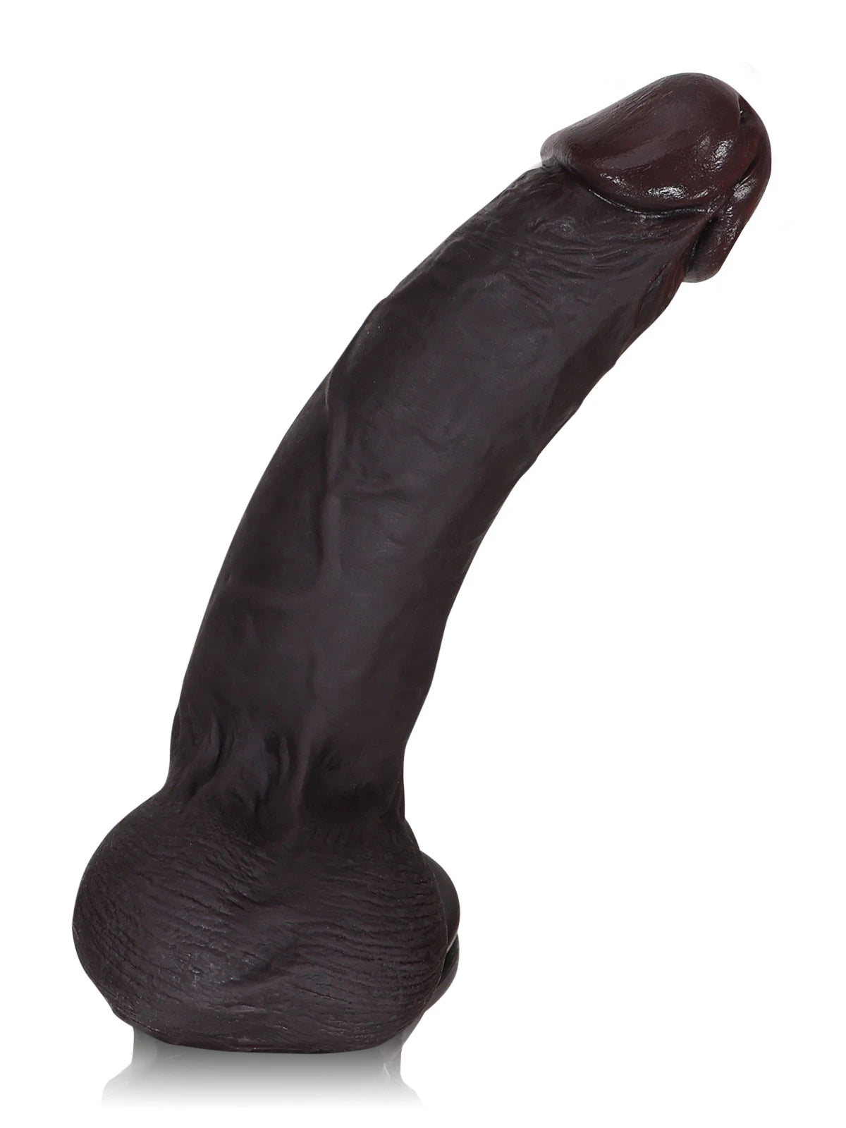 Sem - Realistischer Dildo in Schwarz mit gleitender Haut & beweglichen Hoden - 22 cm