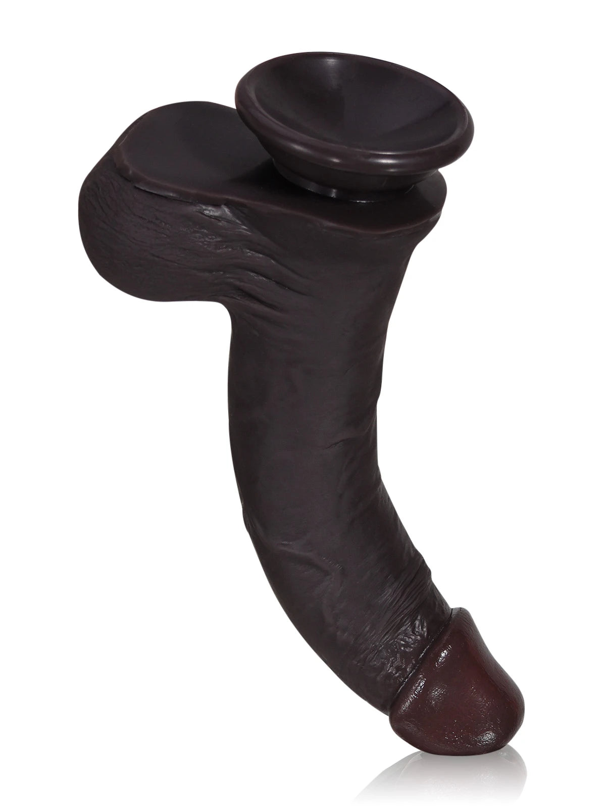 Sem - Realistischer Dildo in Schwarz mit gleitender Haut & beweglichen Hoden - 22 cm