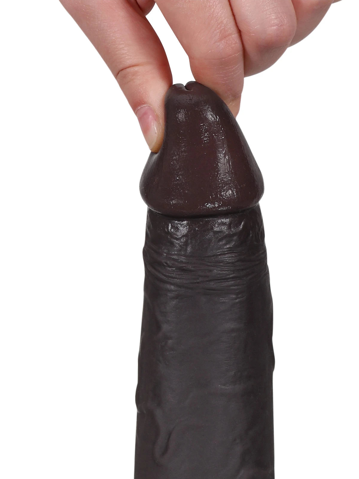 Sem - Realistischer Dildo in Schwarz mit gleitender Haut & beweglichen Hoden - 22 cm