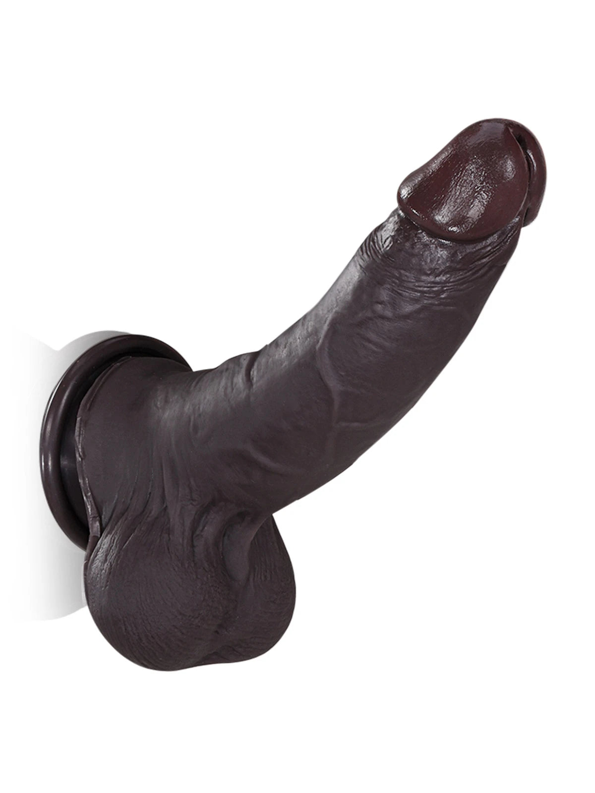 Sem - Realistischer Dildo in Schwarz mit gleitender Haut & beweglichen Hoden - 22 cm