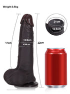 Sem - Realistischer Dildo in Schwarz mit gleitender Haut & beweglichen Hoden - 22 cm
