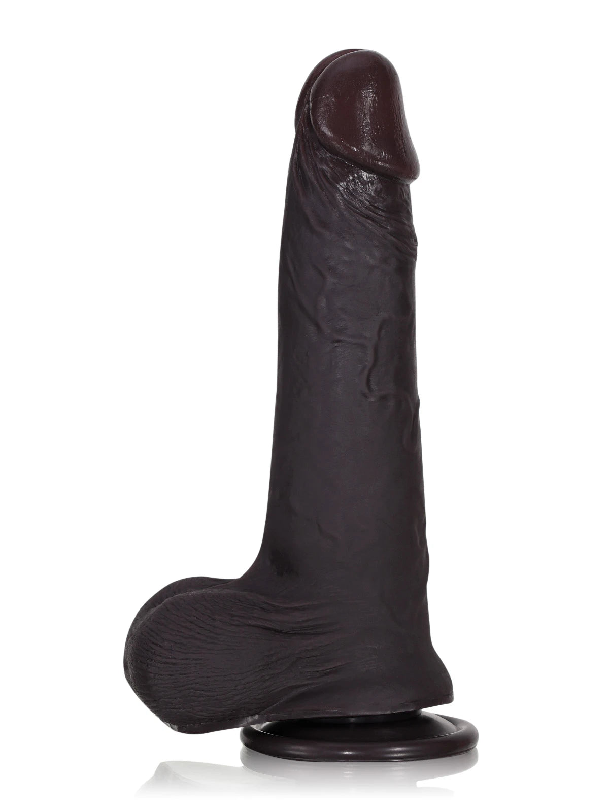 Sem - Realistischer Dildo in Schwarz mit gleitender Haut & beweglichen Hoden - 22 cm