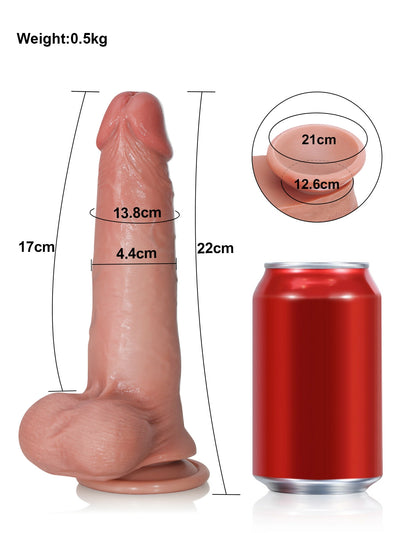 Sem - Realistischer Dildo mit Gleitender Haut und Beweglichen Hoden - 22 cm