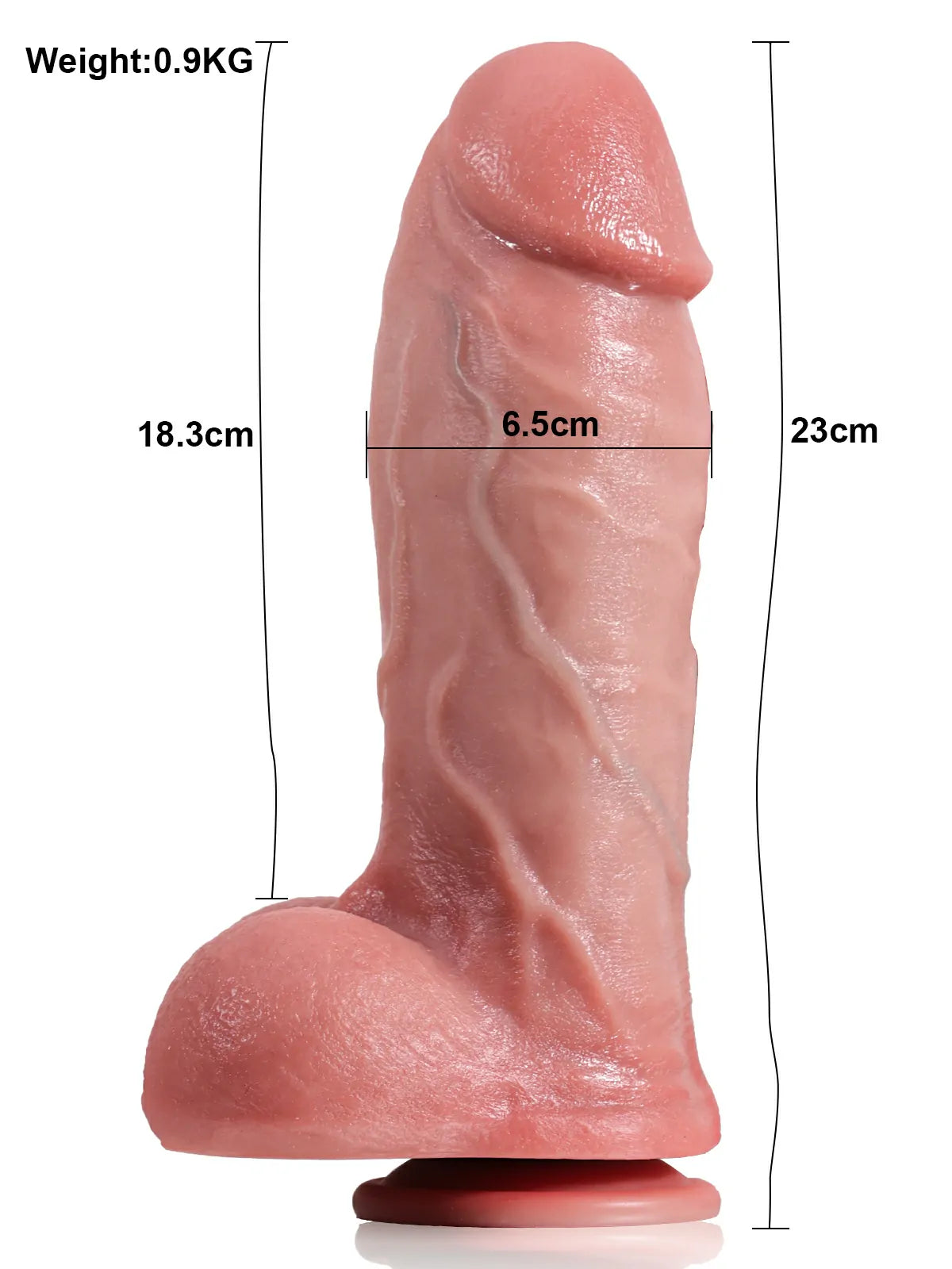 Sigurd - Dicker, stoßender, vibrierender Dildo mit detailreichem Design - 23 cm