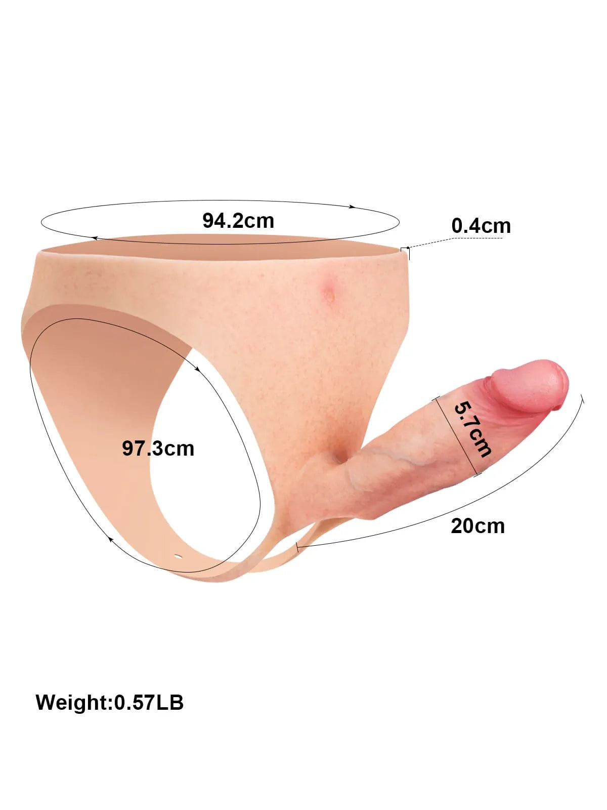 Tristan - Tragbarer, hohler Strap-On-Dildo • ED-Penishülle - 20 cm