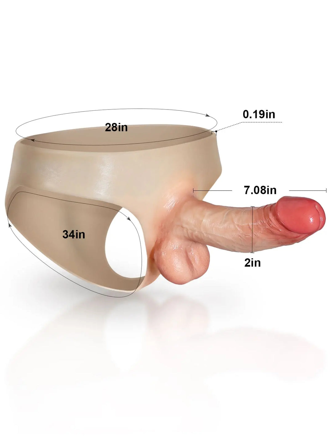 Fühlbarer - Massiver Silikon-Strap-On-Dildo, Flexibel & Hautnah