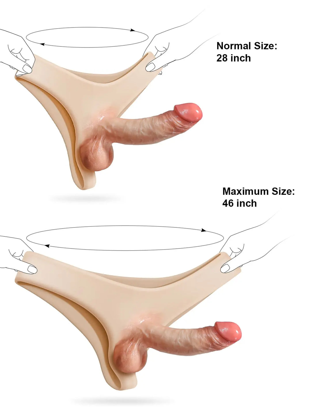 Fühlbarer - Massiver Silikon-Strap-On-Dildo, Flexibel & Hautnah