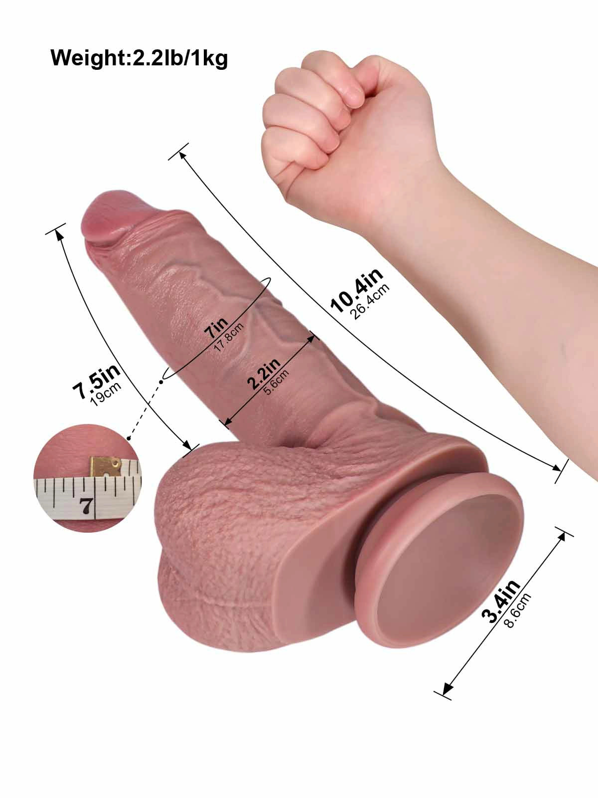 Viktor - Unbeschnittener Dildo mit gleitender Haut & beweglichen Hoden - 26,4 cm