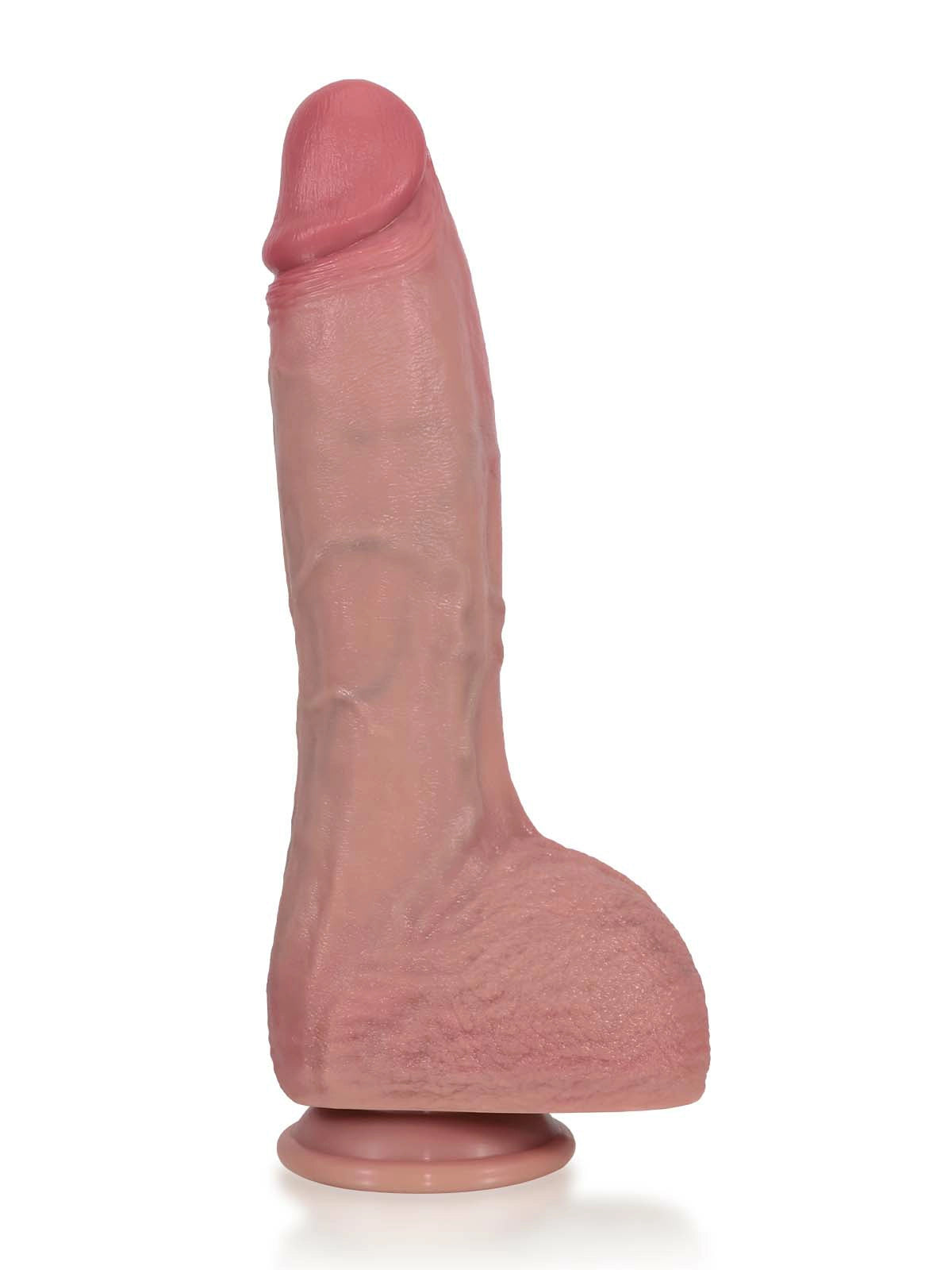 Vincent - Stoßender Vibrations-Dildo mit Heizung, ansteigend stark - 28 cm