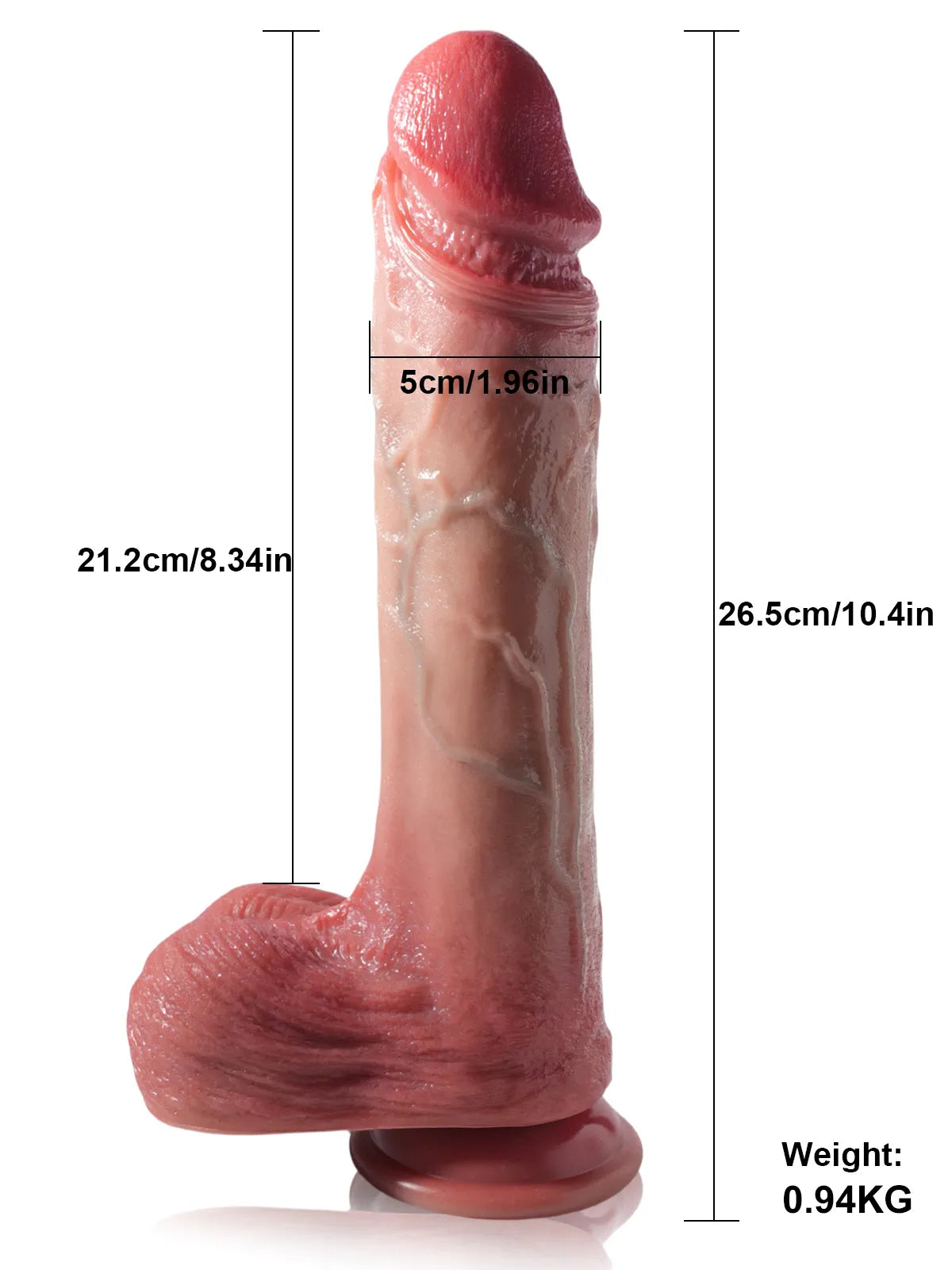 Volker - Dildo mit Stoßfunktion, 7 Stoß- & 3 Vibrationsmodi und beweglichen Hoden - 26,5 cm