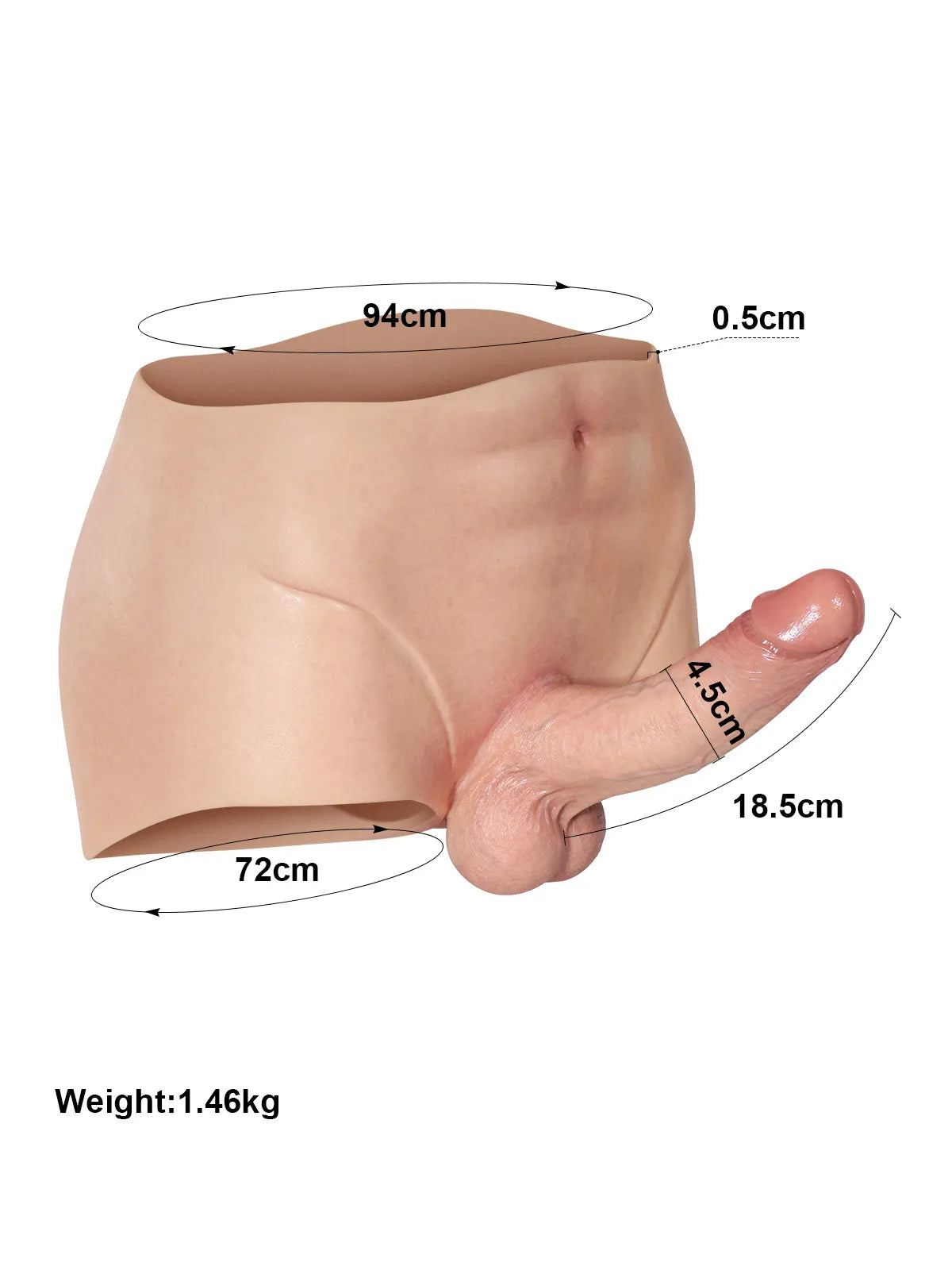 Vollummanteltes Silikon-Strap-On-Höschen mit realistischem Dildo - 18,5 cm