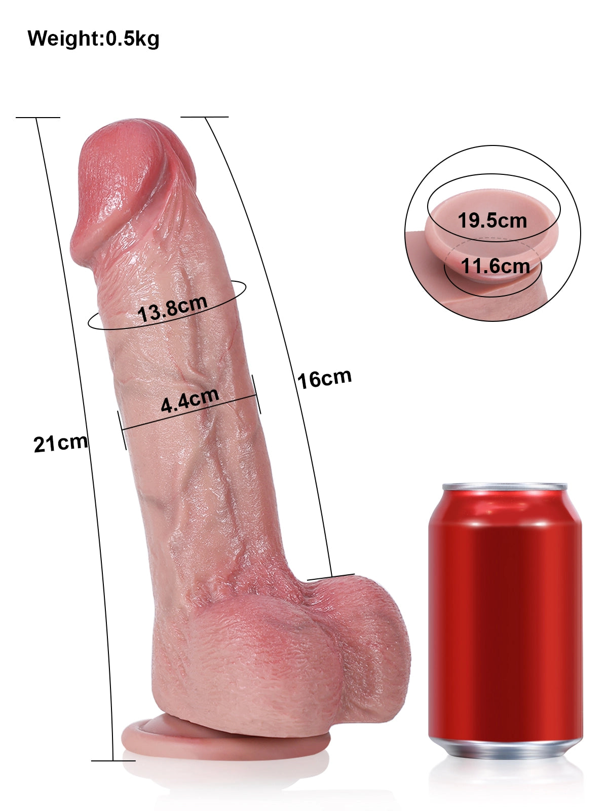 Jake - Flexibler, hautähnlicher Dildo mit biegsamem Metallkern - 21,5 cm